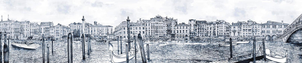 Old Venezia Blue Wash Panoramic Bespoke Mural