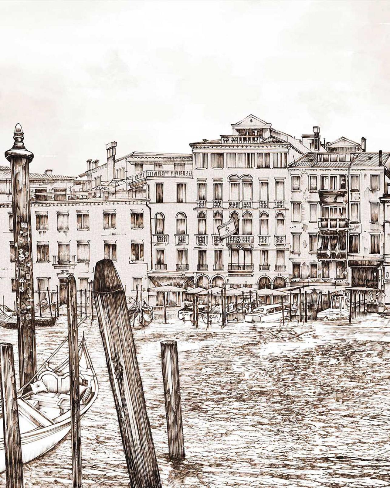 Old Venezia Sepia Panoramic Bespoke Mural