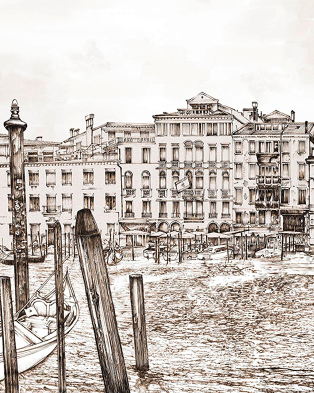 Old Venezia Sepia Panoramic Bespoke Mural