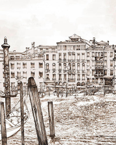 Old Venezia Sepia Panoramic Bespoke Mural
