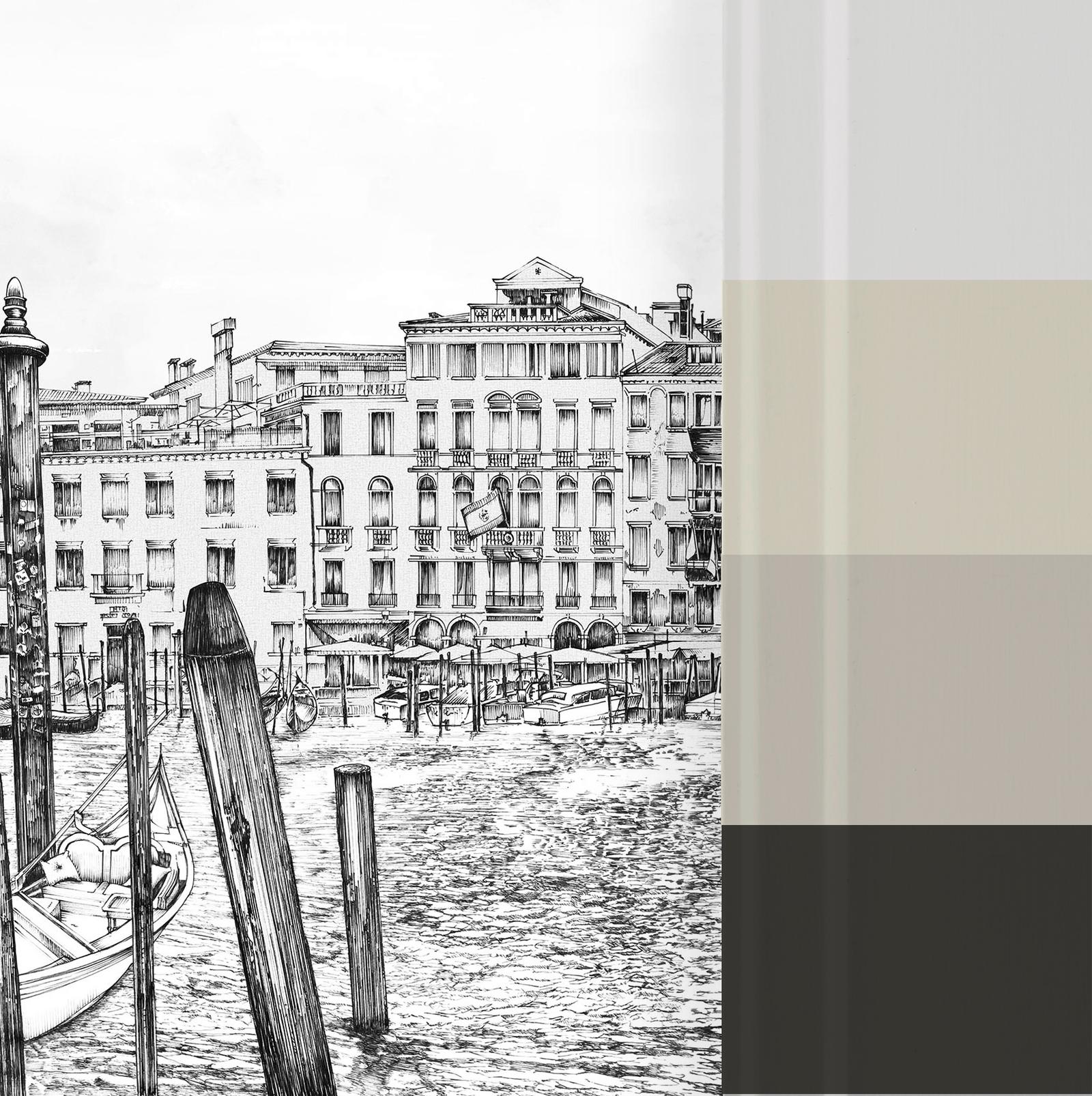 Old Venezia Etching Panoramic Bespoke Mural