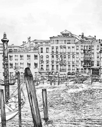 Old Venezia Etching Panoramic Bespoke Mural