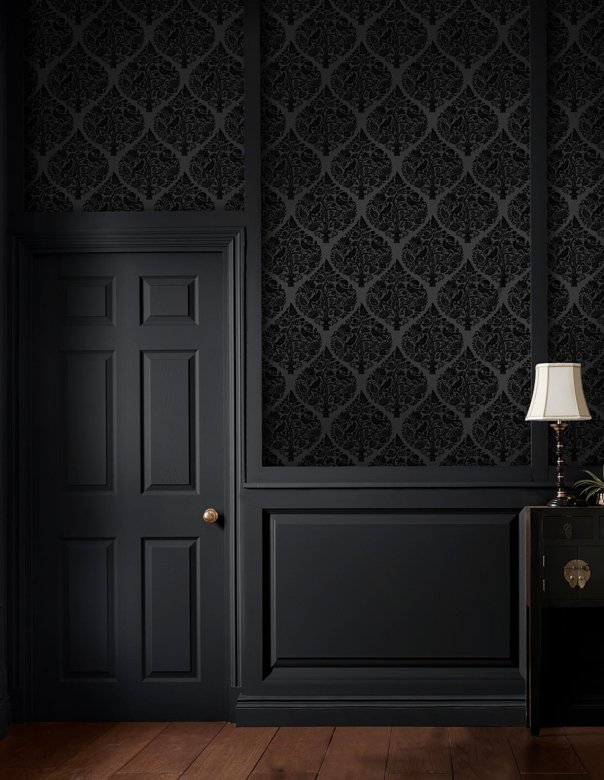 Woodland Fable Noir Wallpaper