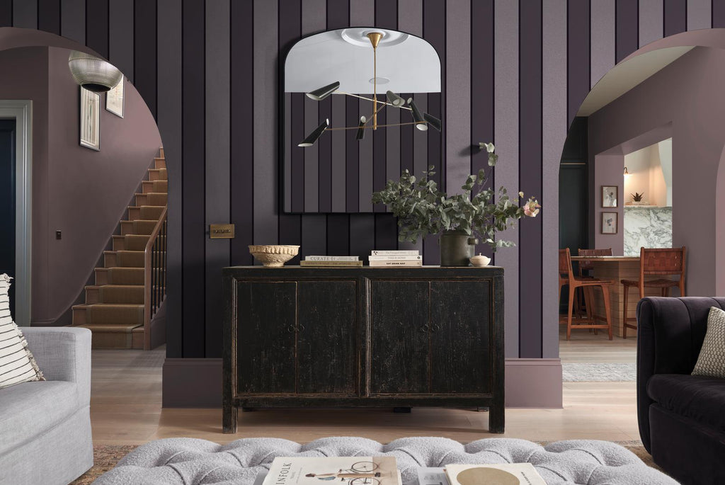Baroque Flock Plum Wallpaper