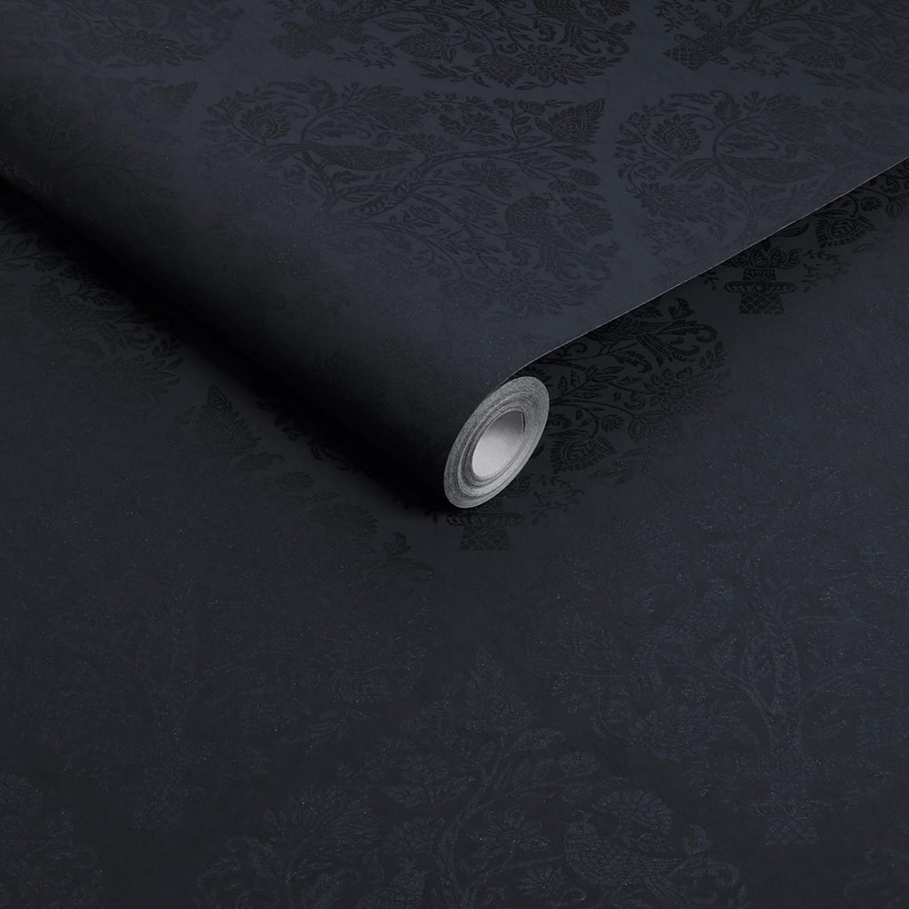 Woodland Fable Navy Wallpaper
