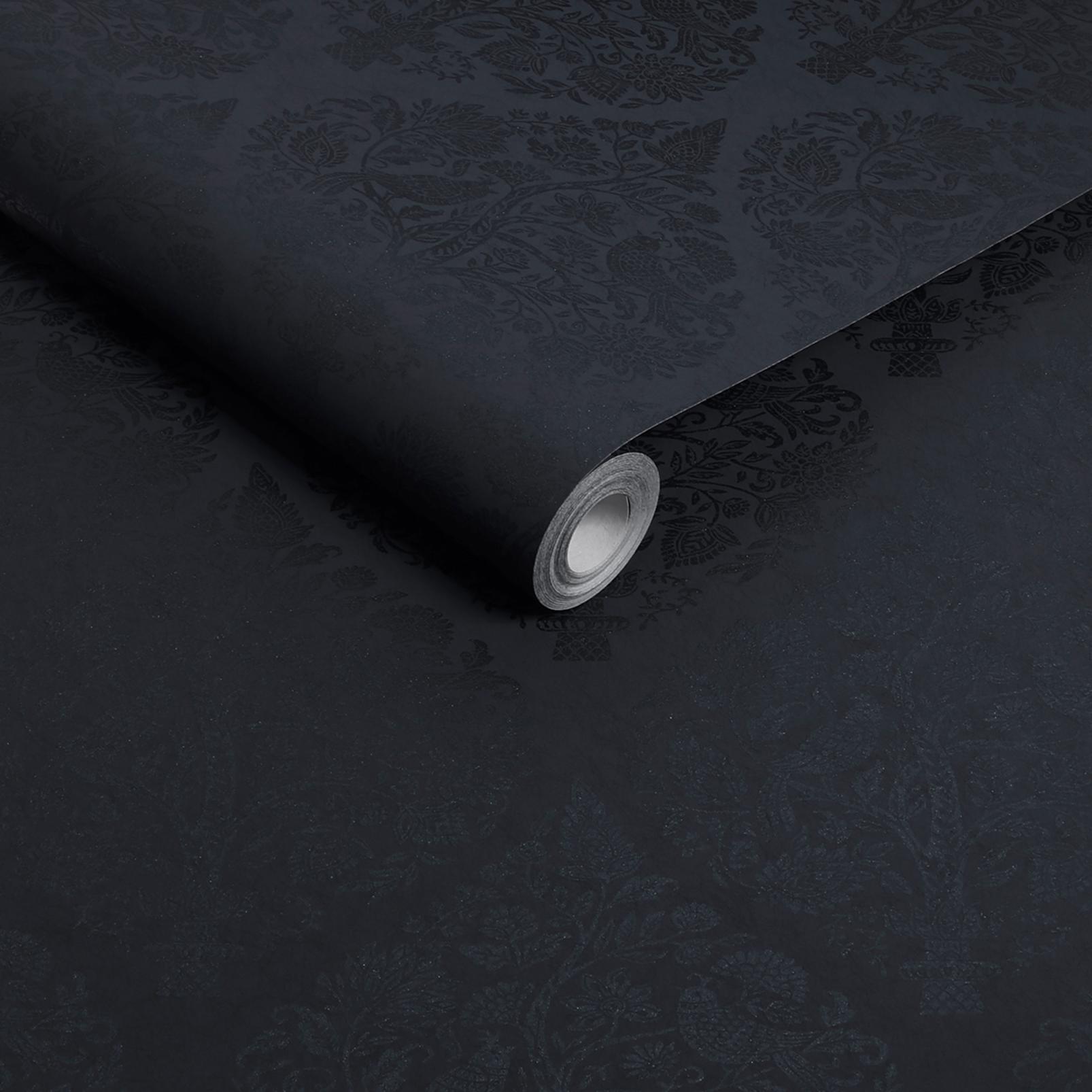 Woodland Fable Navy Wallpaper