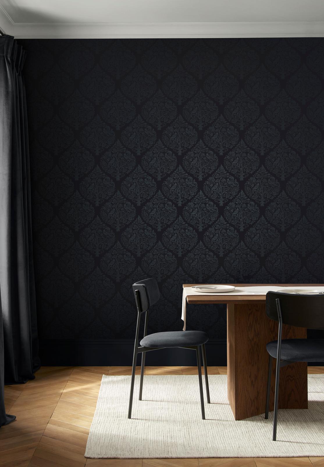 Woodland Fable Navy Wallpaper