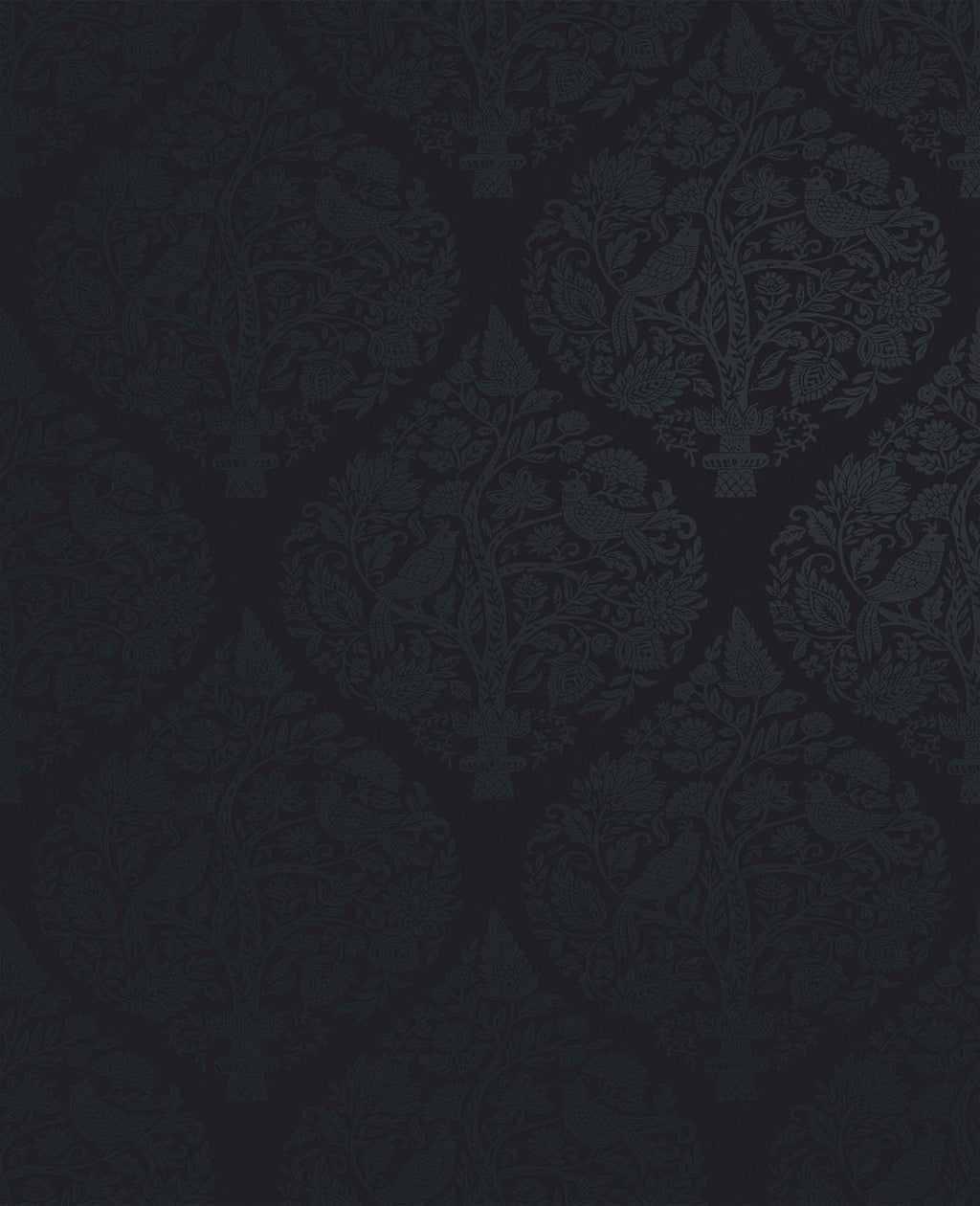 Woodland Fable Navy Wallpaper