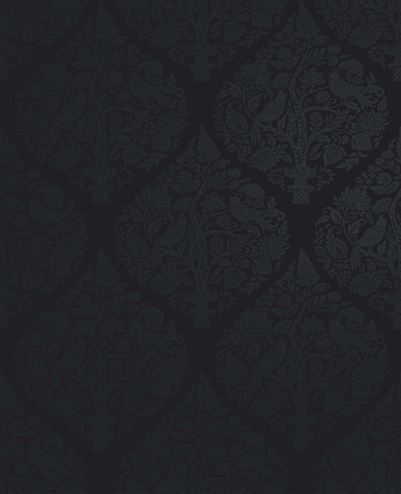Woodland Fable Navy Wallpaper