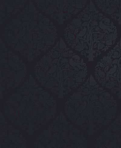 Woodland Fable Navy Wallpaper