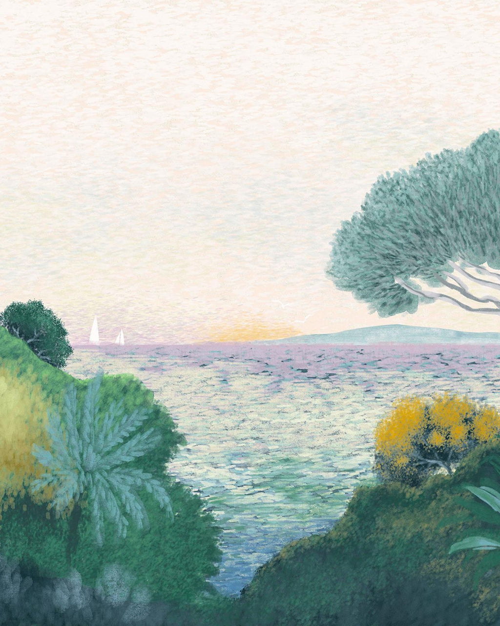 Coastal Horizon Green Bespoke Mural