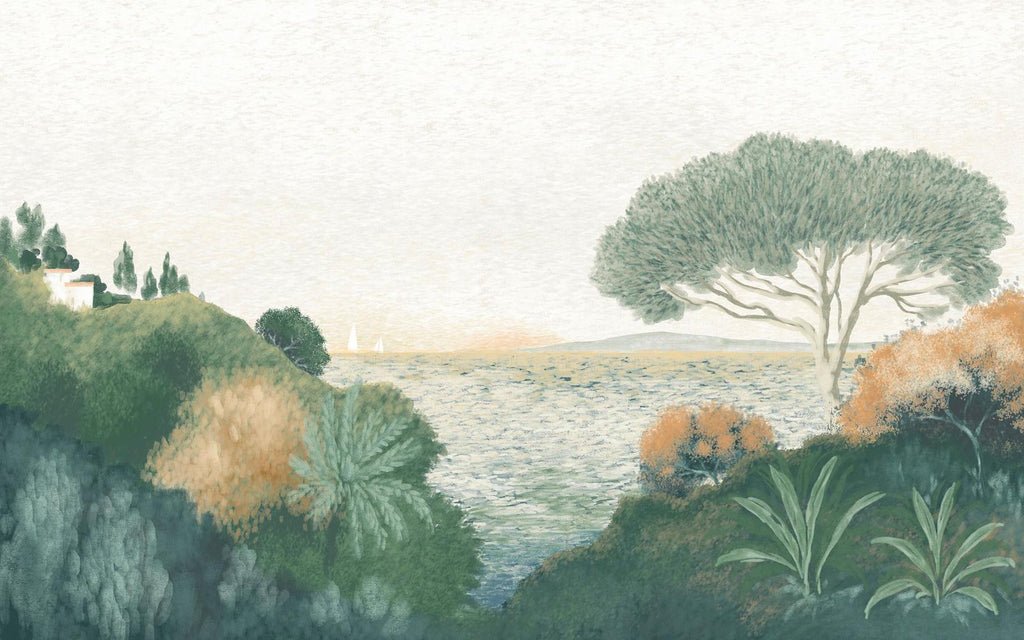 Coastal Horizon Soft Green Bespoke Mural