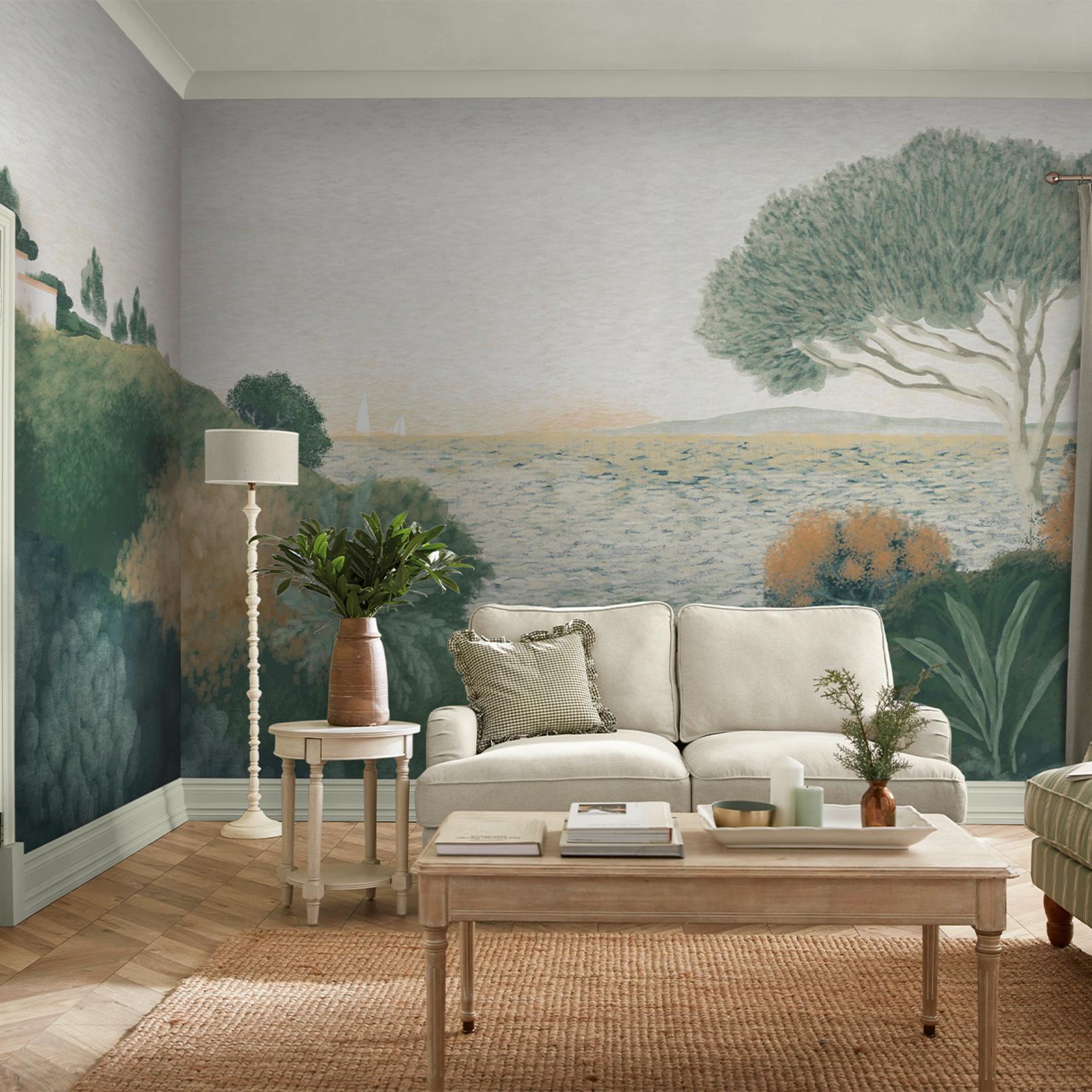 Coastal Horizon Soft Green Bespoke Mural