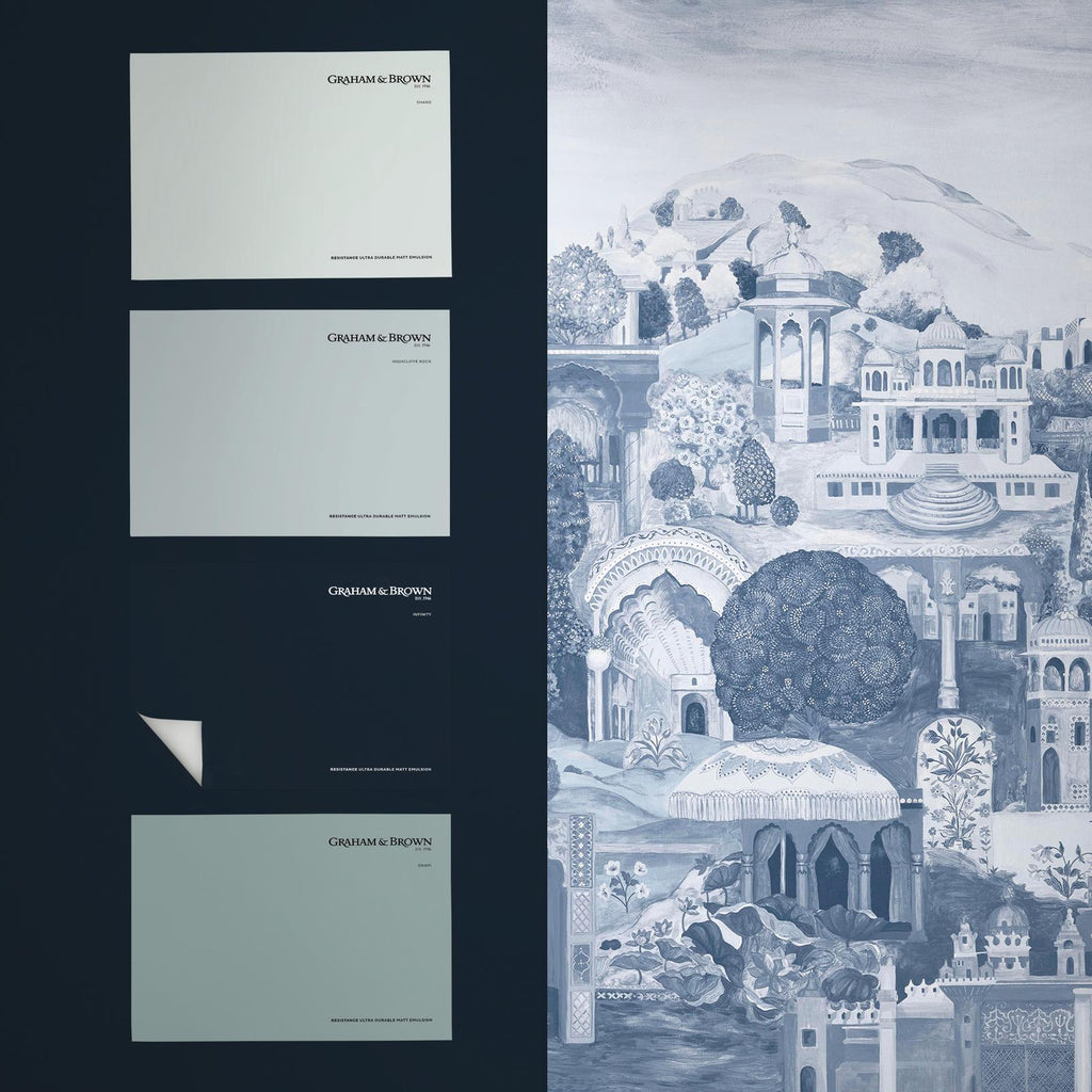 The Lost City Blue Wash Bespoke Mural