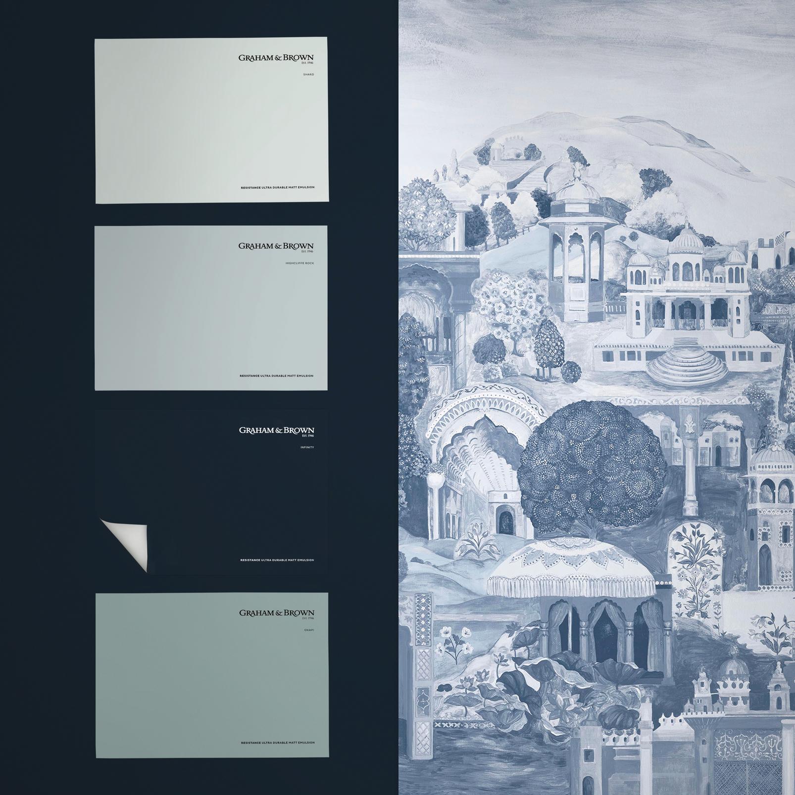 The Lost City Blue Wash Bespoke Mural