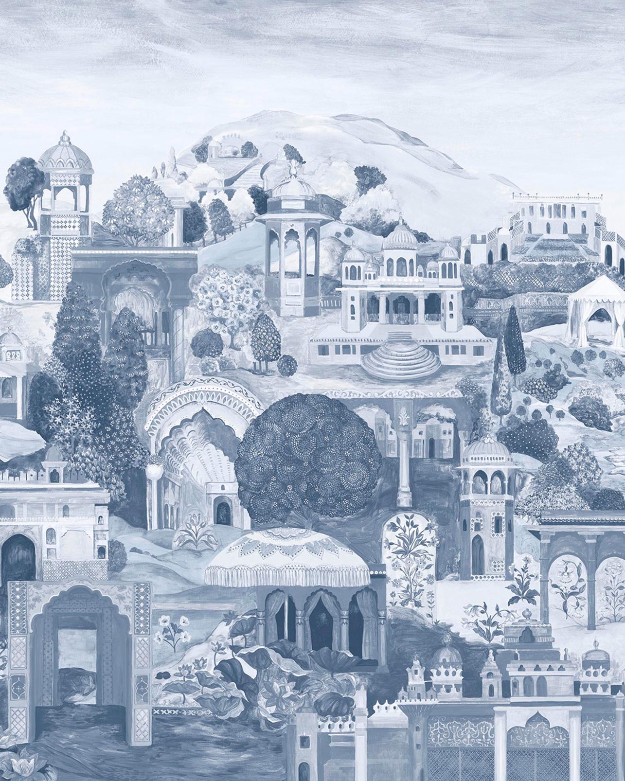 The Lost City Blue Wash Bespoke Mural