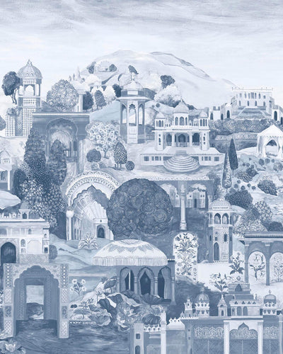 The Lost City Blue Wash Bespoke Mural