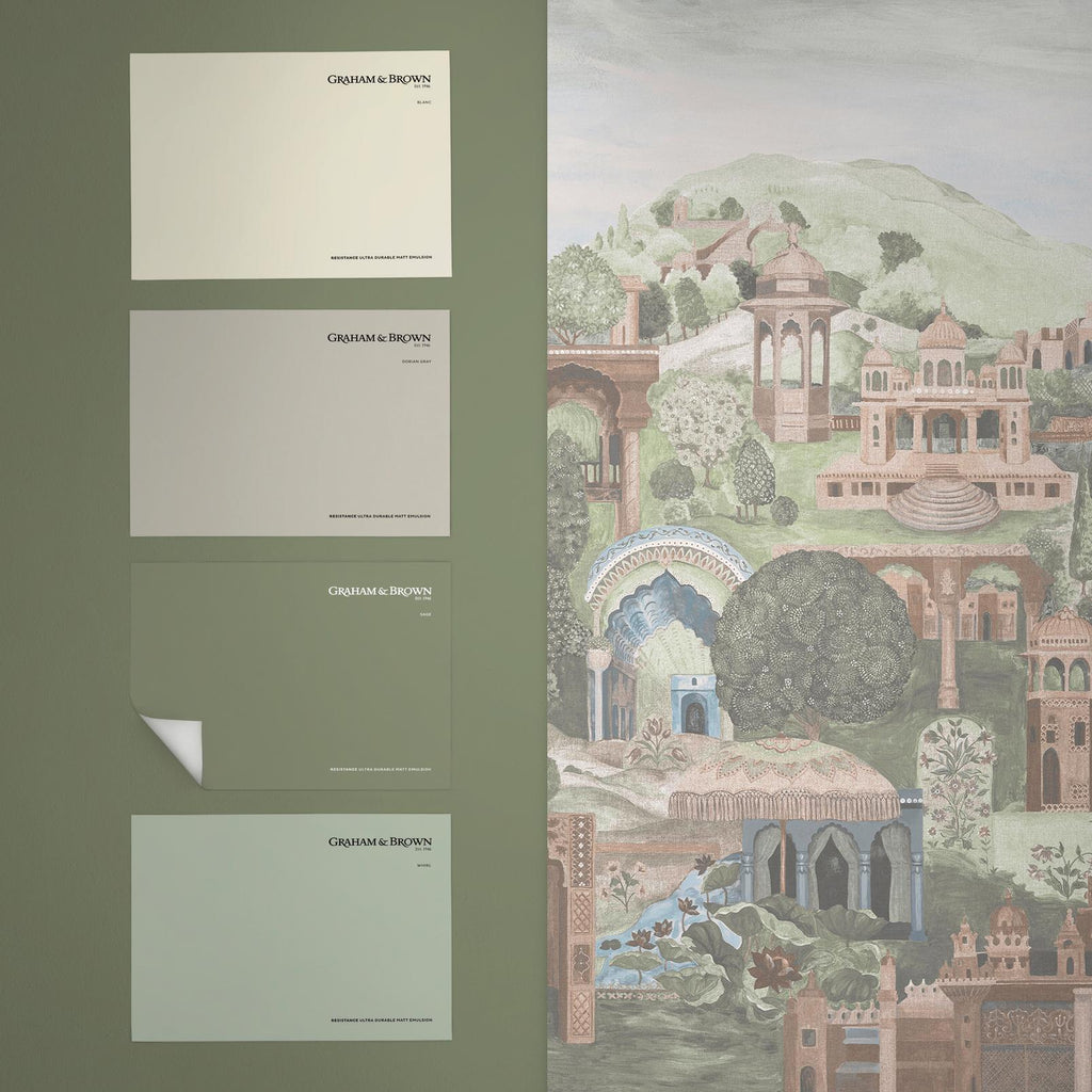 The Lost City Soft Green Bespoke Mural