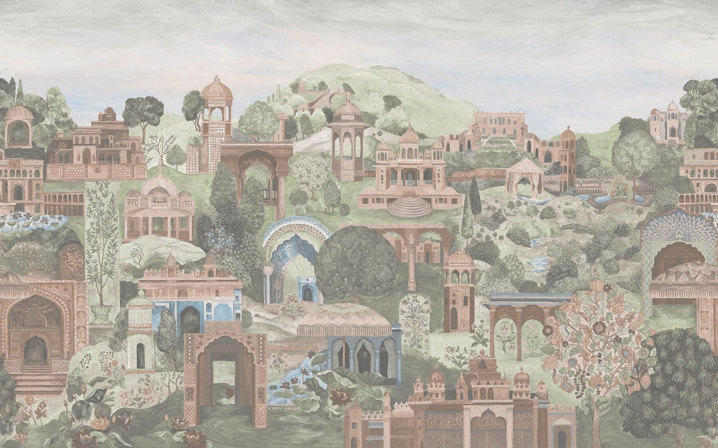 The Lost City Soft Green Bespoke Mural