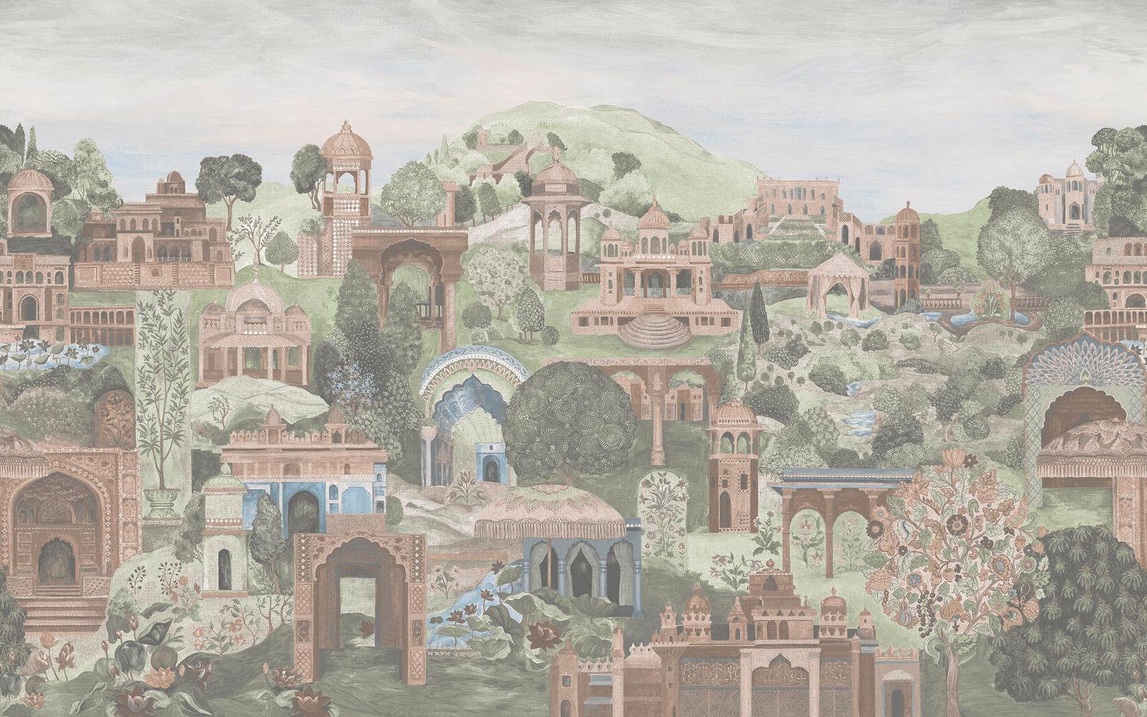 The Lost City Soft Green Bespoke Mural