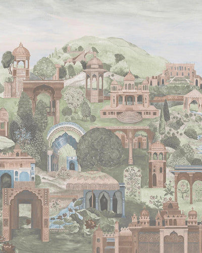 The Lost City Soft Green Bespoke Mural