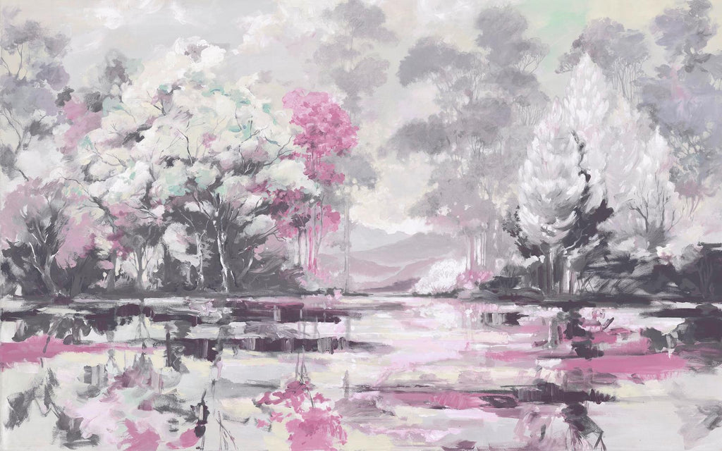 Painterlily Lake Pink Bespoke Mural