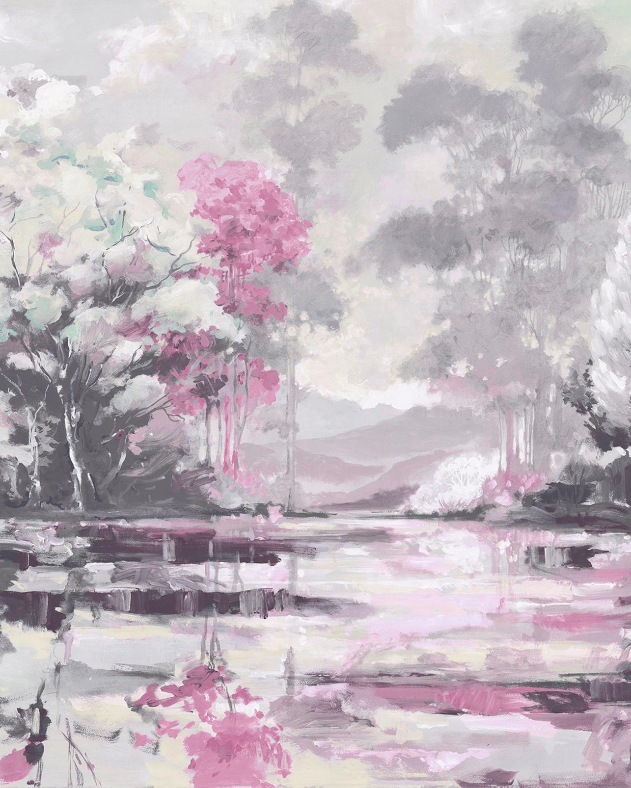 Painterlily Lake Pink Bespoke Mural