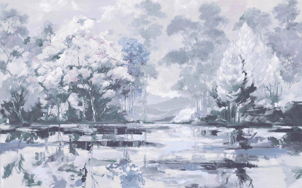 Painterlily Lake Soft Blue Bespoke Mural
