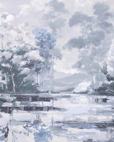 Painterlily Lake Soft Blue Bespoke Mural
