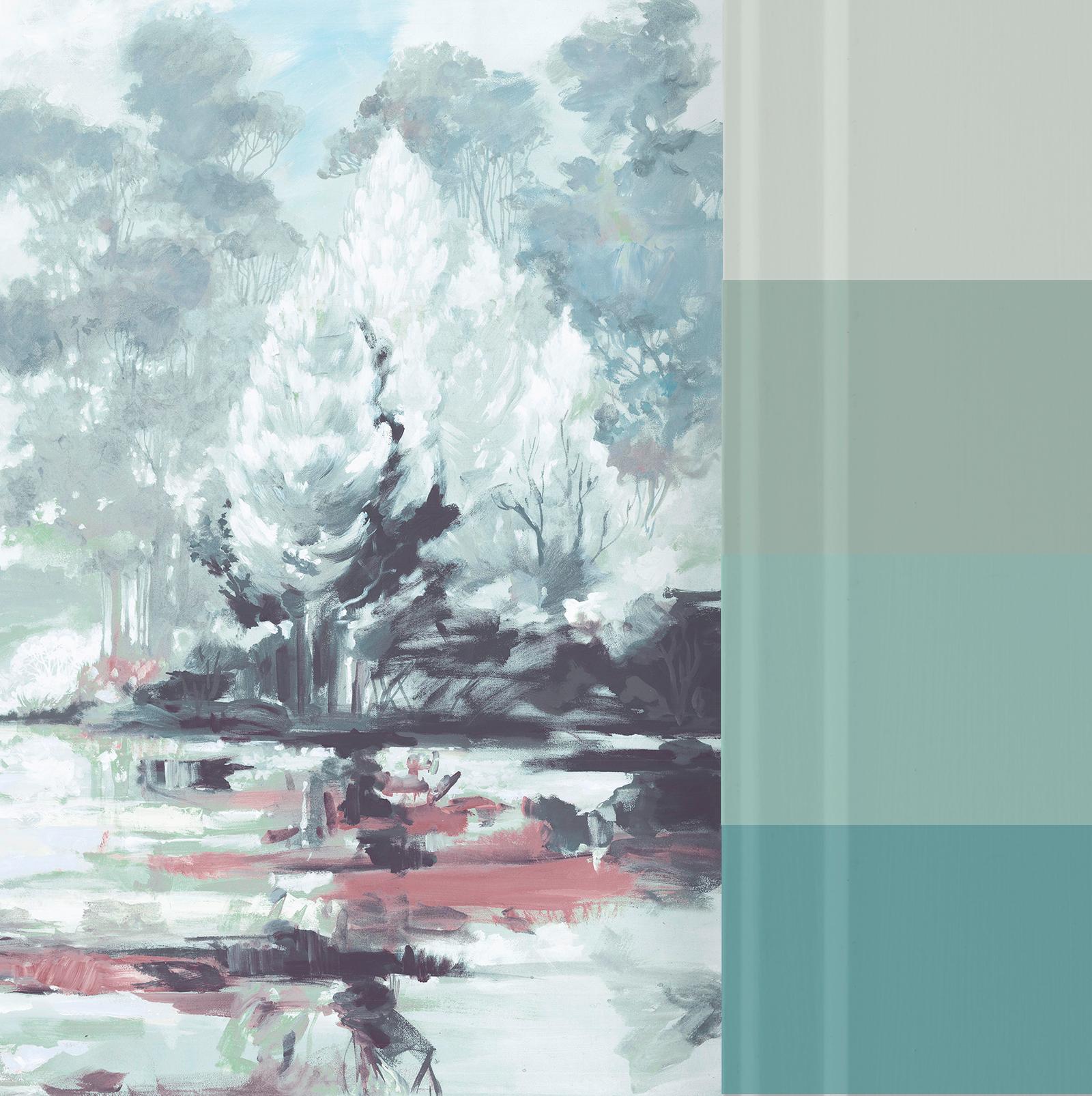 Painterlily Lake Mystic Green Bespoke Mural
