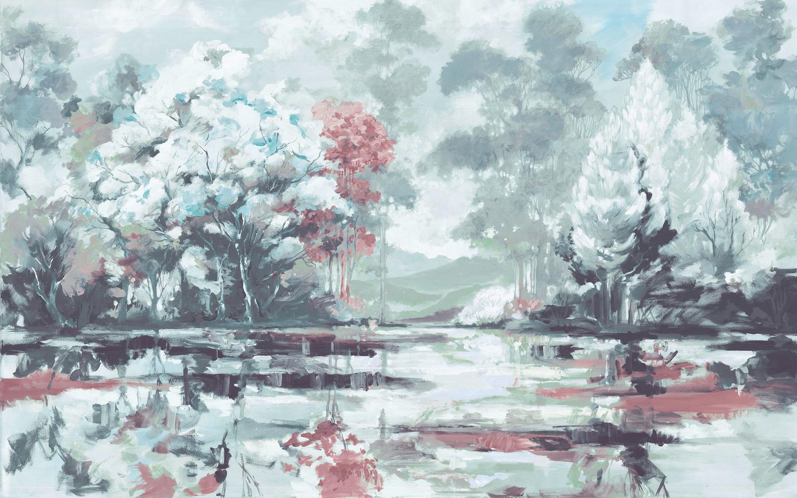 Painterlily Lake Mystic Green Bespoke Mural