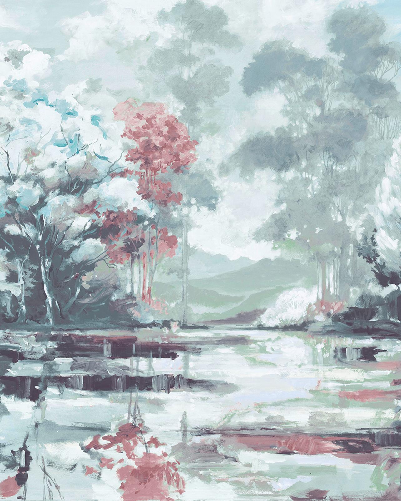 Painterlily Lake Mystic Green Bespoke Mural