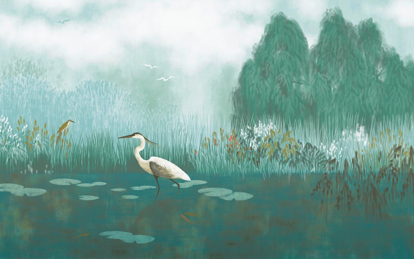 The Weeping Willow Green Bespoke Mural