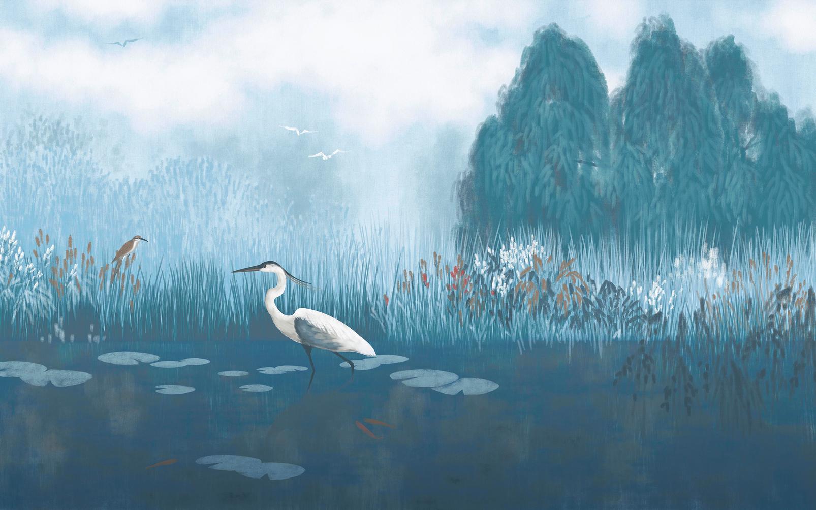 The Weeping Willow Teal Bespoke Mural
