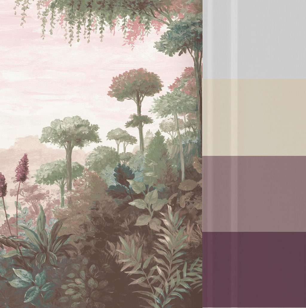 Jungle Vista Soft Pink Bespoke Mural