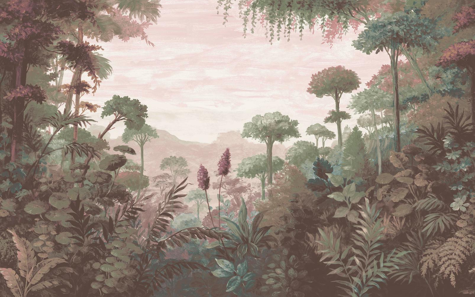 Jungle Vista Soft Pink Bespoke Mural