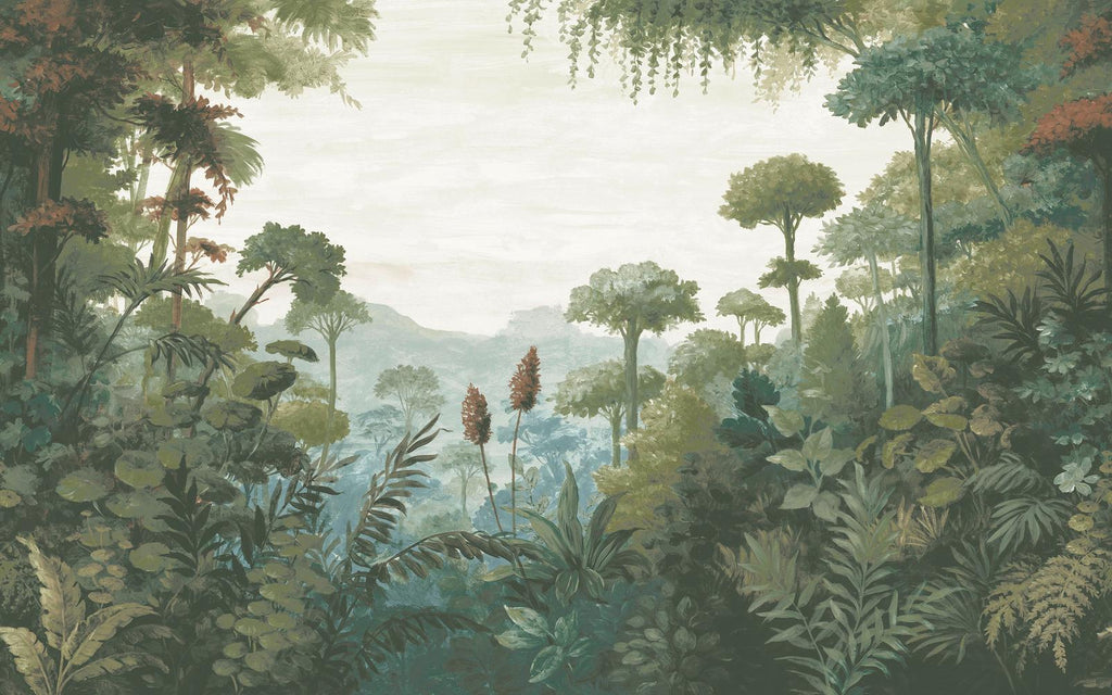 Jungle Vista Soft Green Bespoke Mural