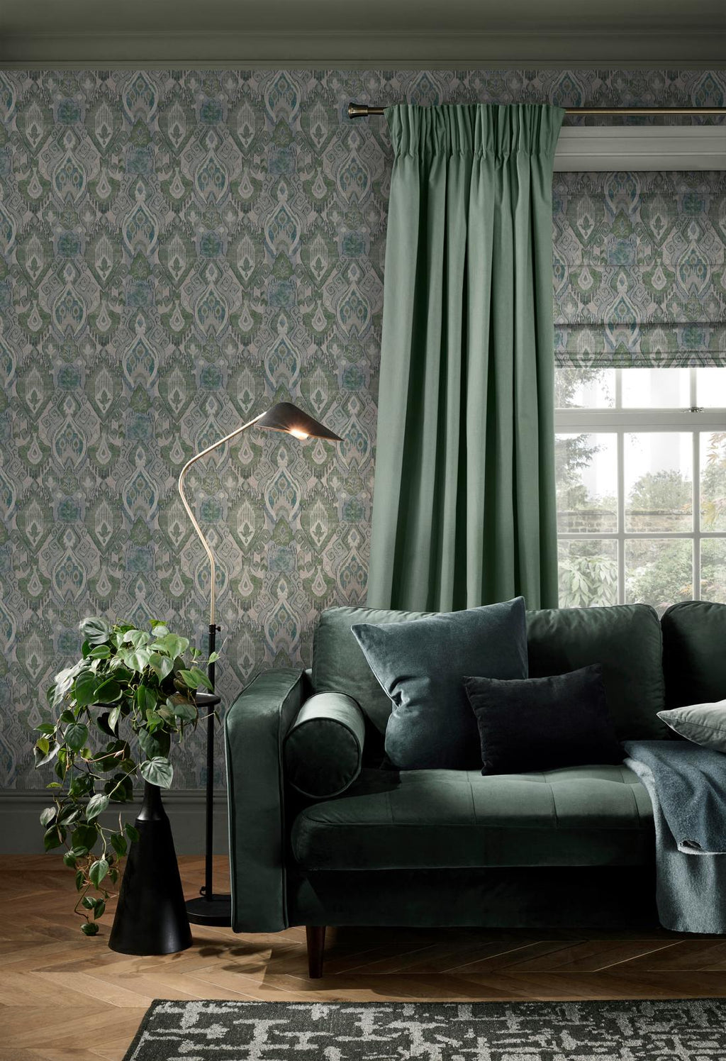 Daraee Tapestry Blue & Green Wallpaper