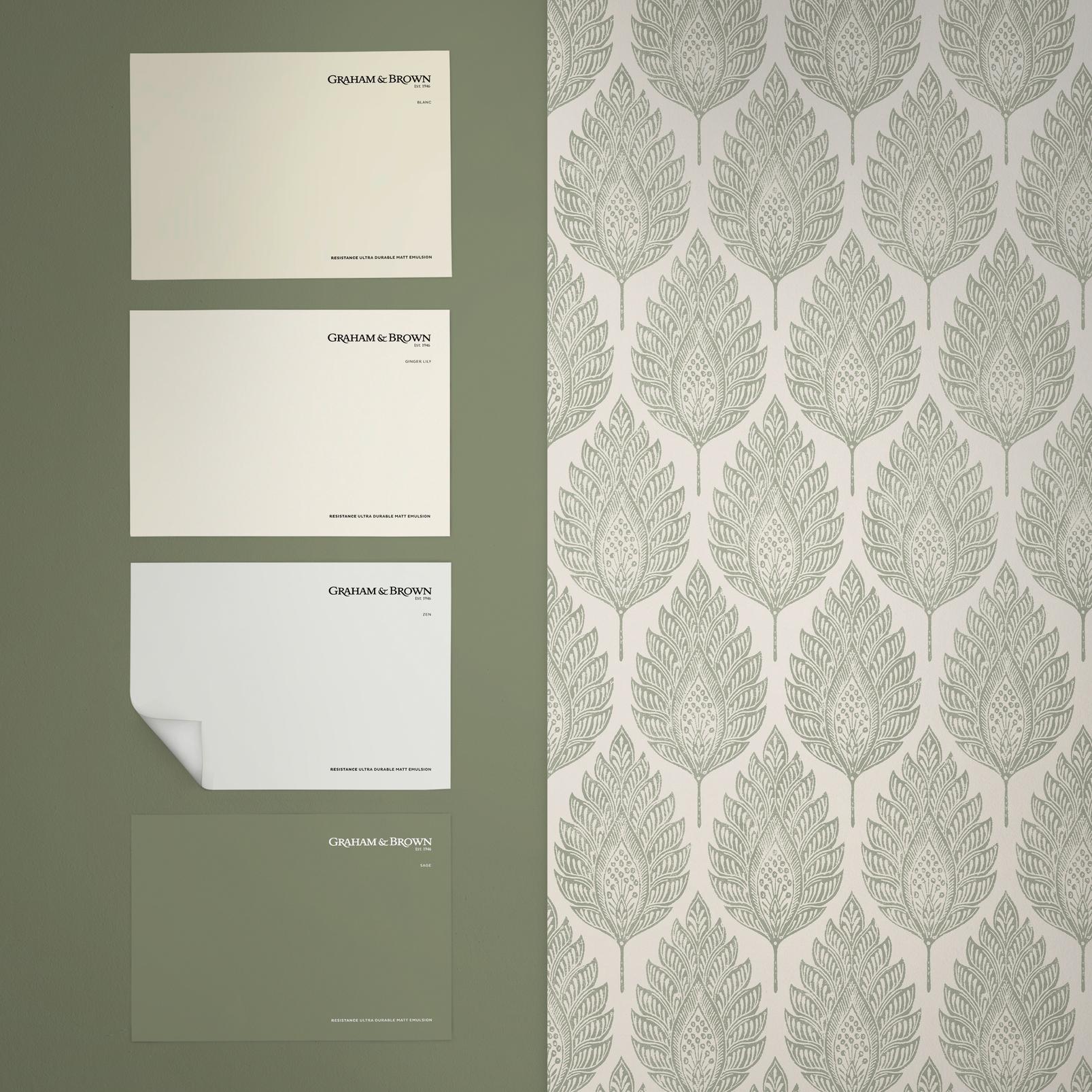 Flame Leaf Neutral  Wallpaper