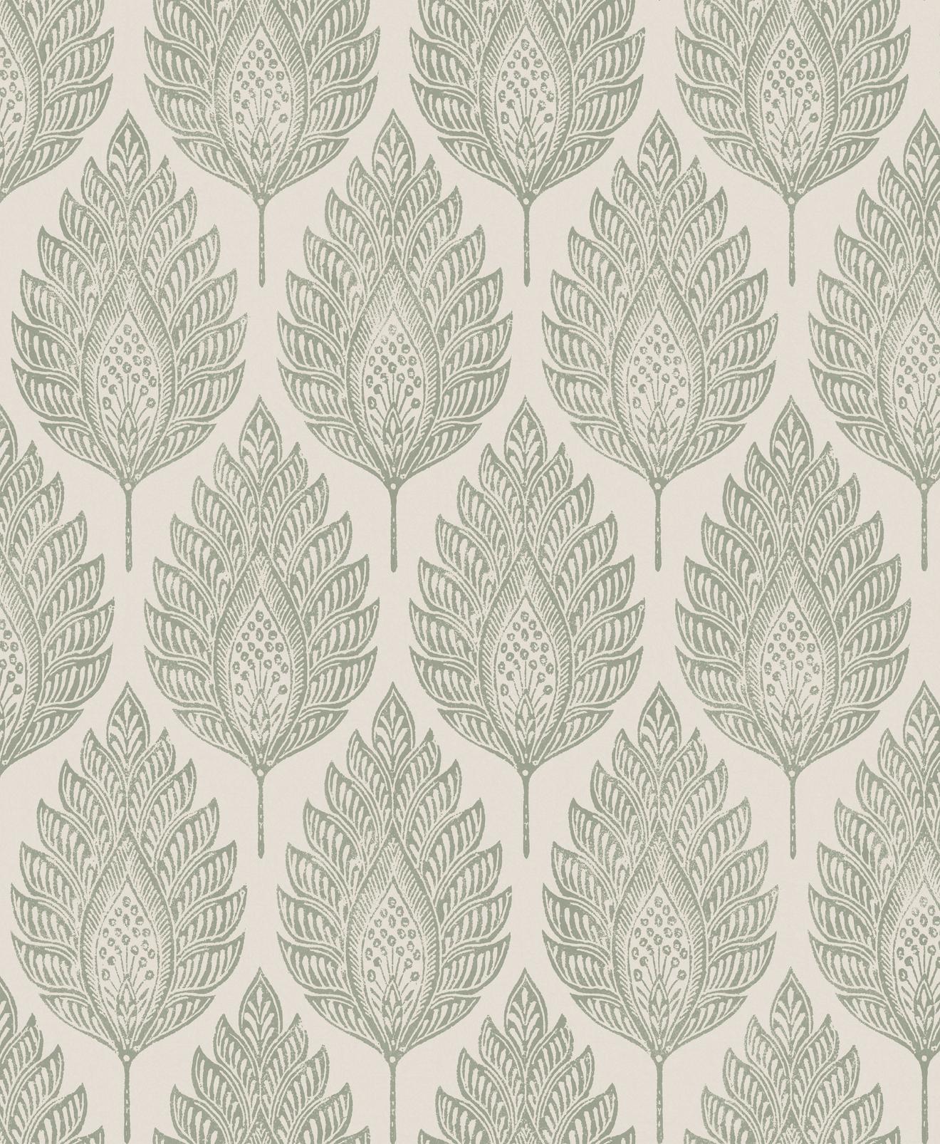 Flame Leaf Neutral  Wallpaper