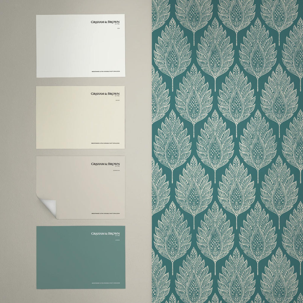 Flame Leaf Teal Wallpaper