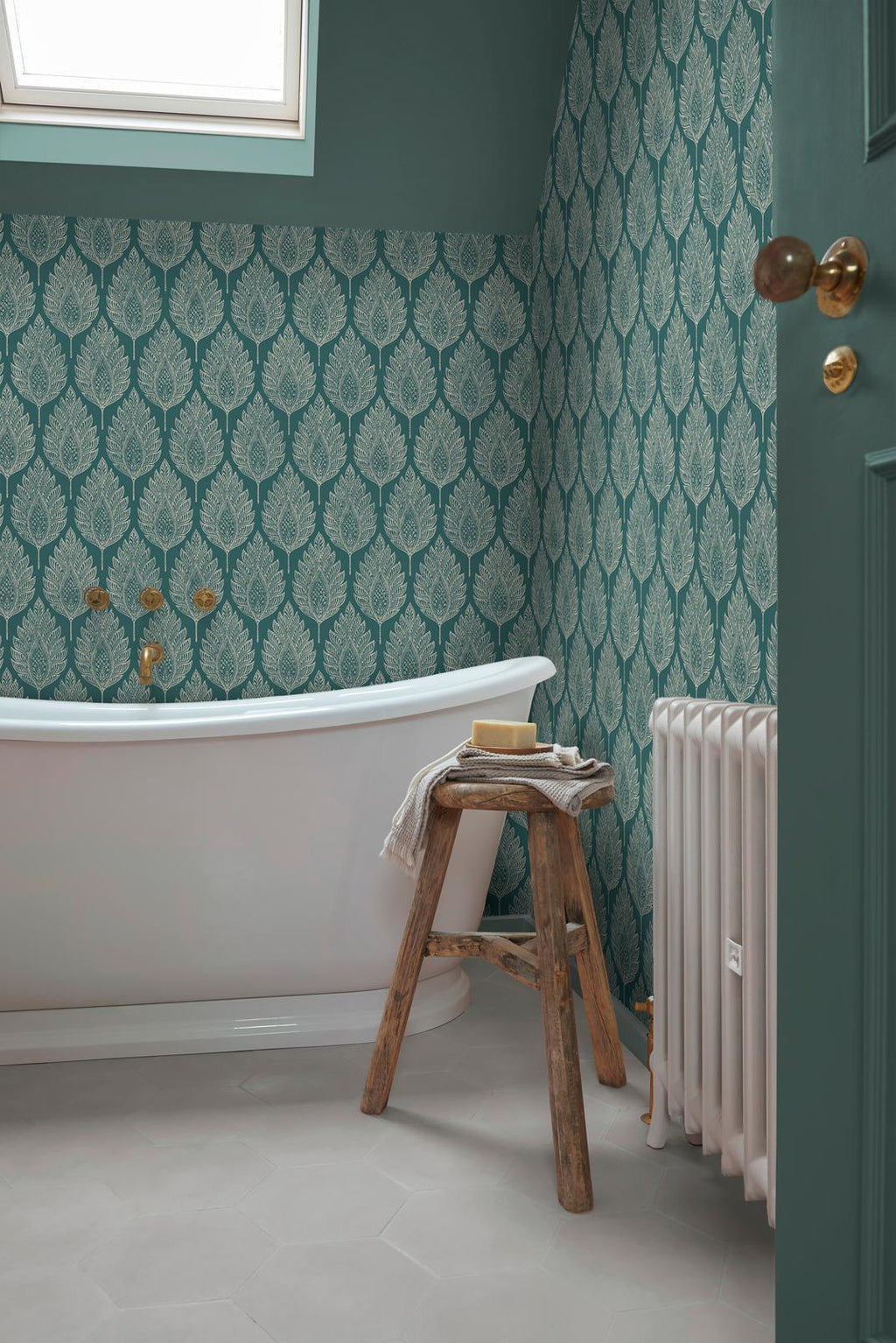 Flame Leaf Teal Wallpaper