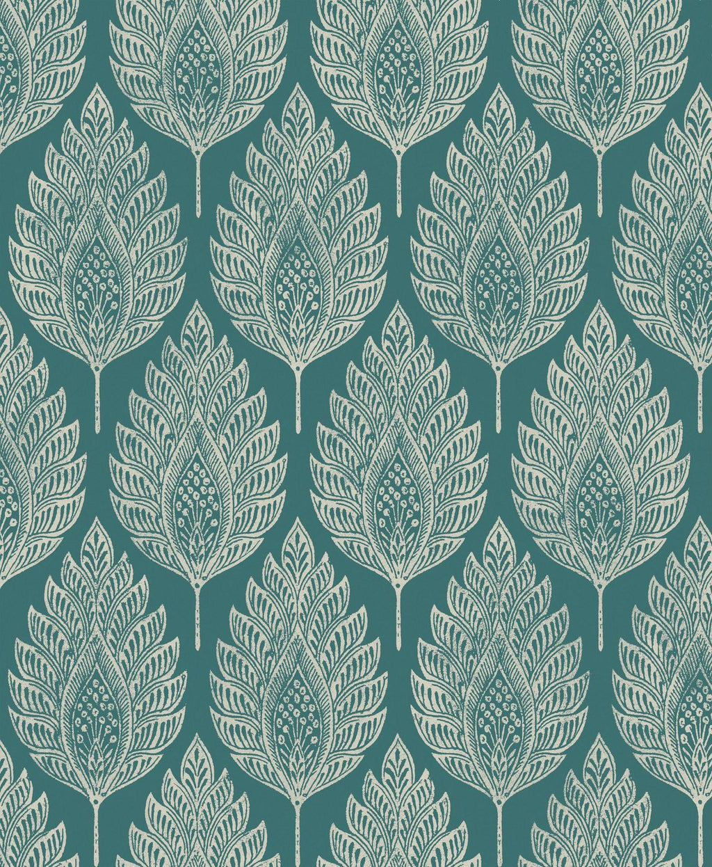 Flame Leaf Teal Wallpaper