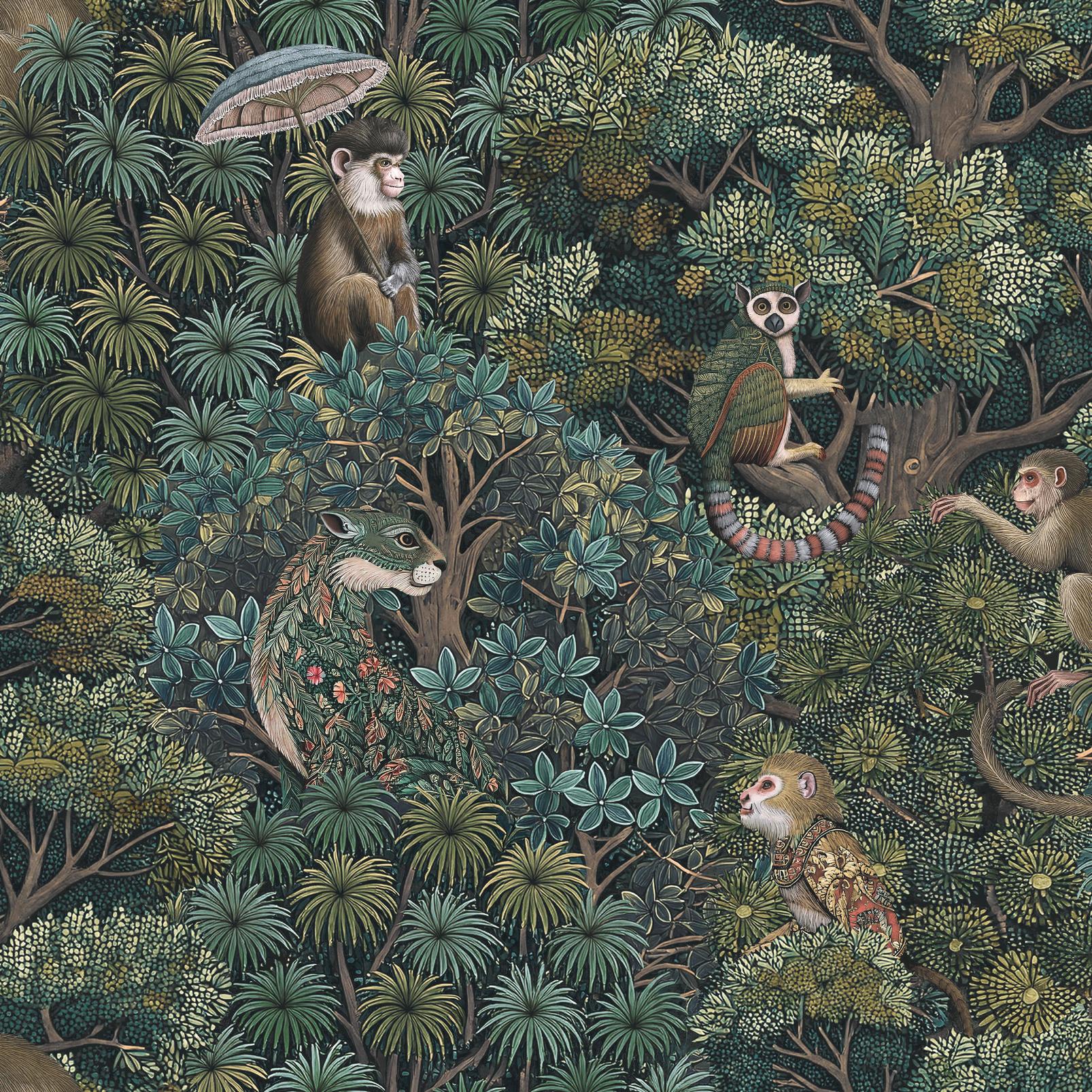 Treetop Troop Emerald Wallpaper