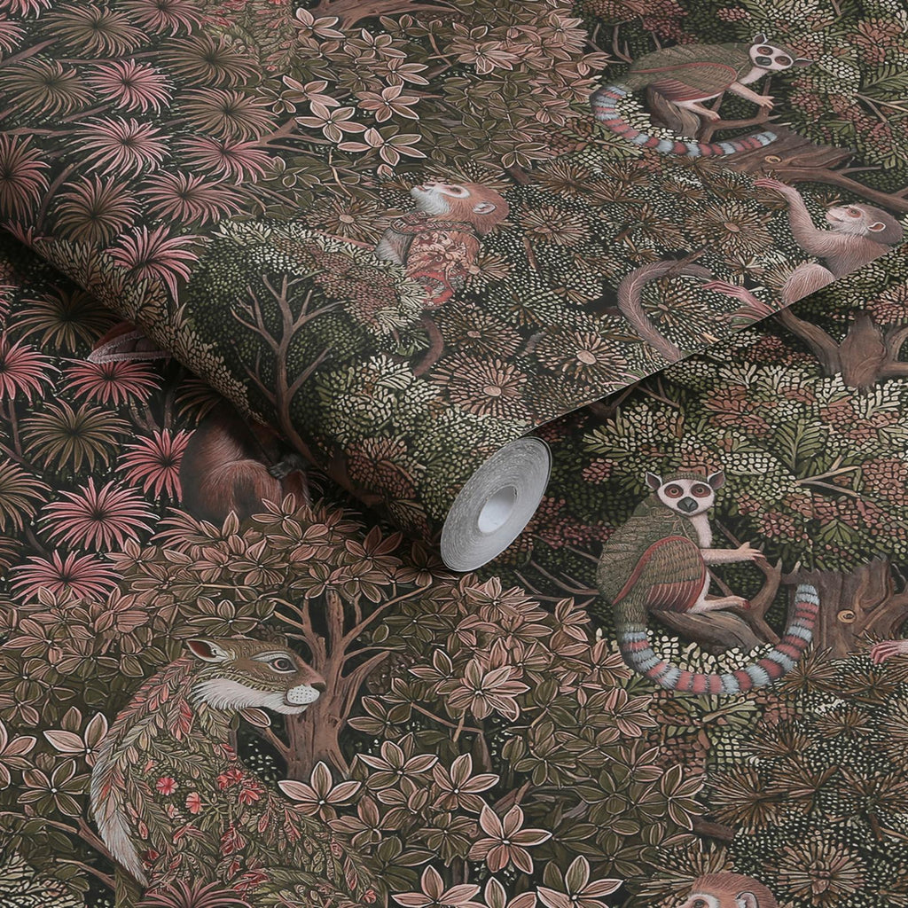 Treetop Troop Damson Wallpaper