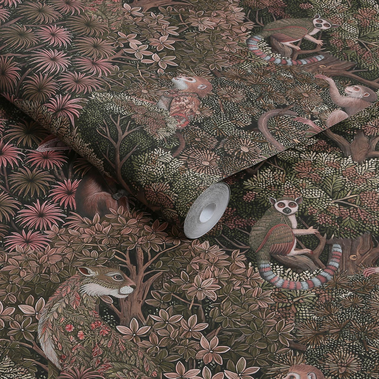 Treetop Troop Damson Wallpaper