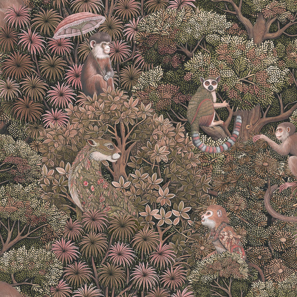 Treetop Troop Damson Wallpaper