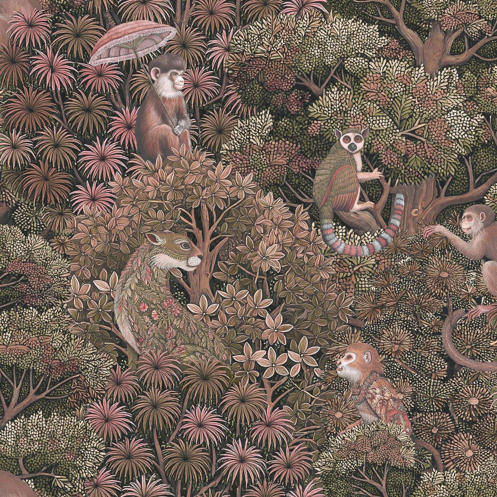 Treetop Troop Damson Wallpaper