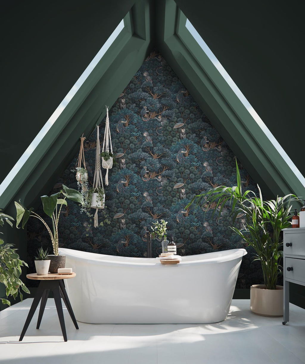 Treetop Troop Navy & Teal Wallpaper