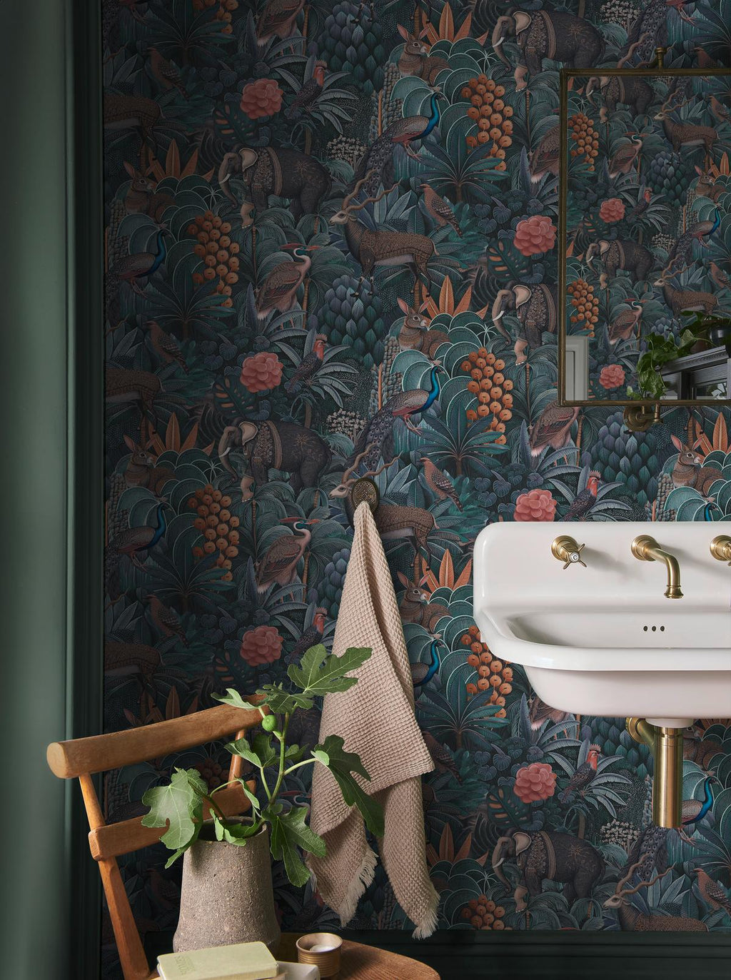 Jungle Jamboree Navy & Teal Wallpaper